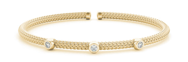14kt Yellow Gold Diamond Cuff Bangle Bracelet - Dia.06ct