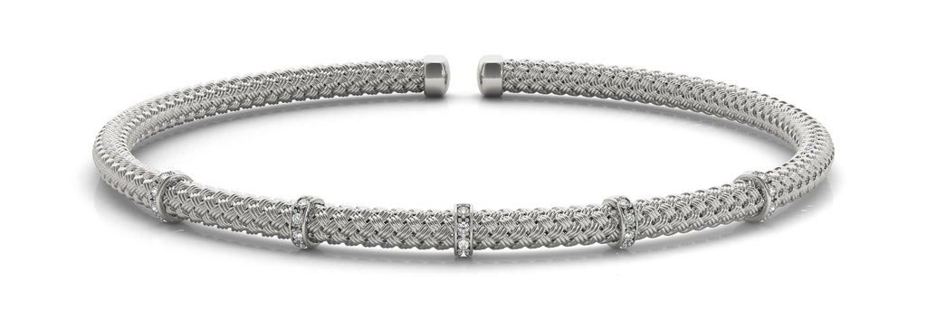 14kt White Gold Diamond Cuff Bangel Bracelet - Dia.10ct