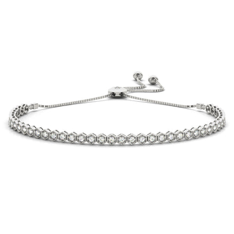 14kt Gold Diamond Bolo Adjustable Bracelet - Dia .62ct