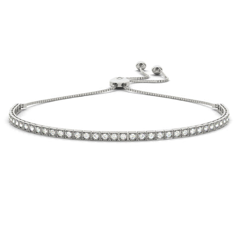 14kt Gold DIamond Bolo Adjustable Bracelet - Dia .75ct