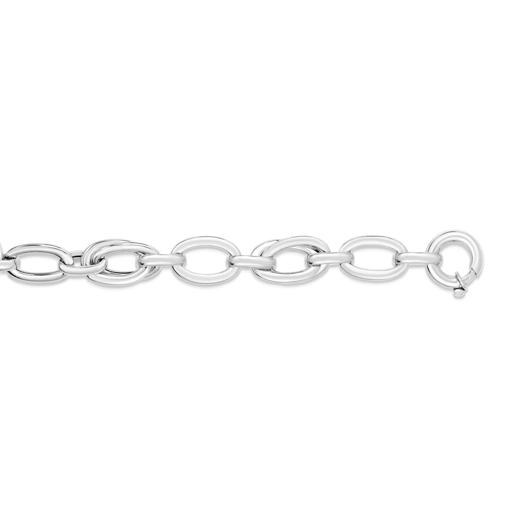 Silver 7.5 inches with Rhodium Finish Bracelet with Spring Ring Clasp