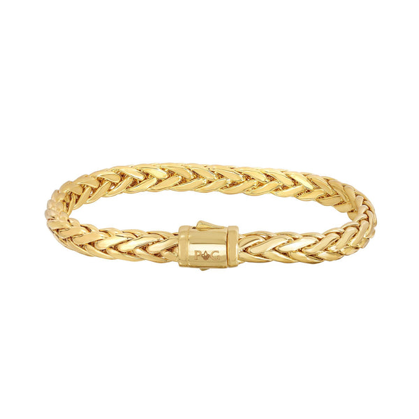 14kt 7.5 inches Yellow Gold Shiny Fancy Oval Weaved Braided Bracelet with Box Clasp