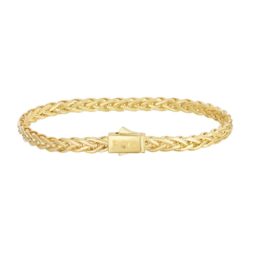 14kt 7.5 inches Yellow Gold Shiny Fancy Weaved Braided Bracelet with Box Clasp
