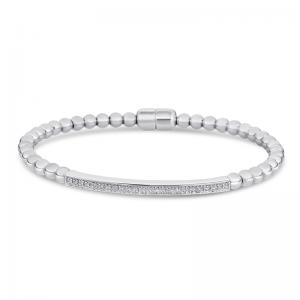 Sterling Silver and Steel Bracelet with Diamonds