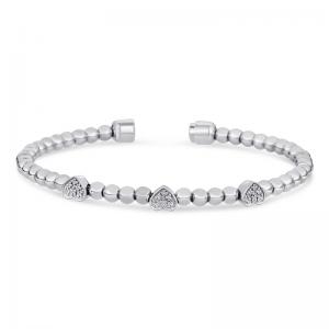 Sterling Silver and Steel Heart Bracelet with Diamonds