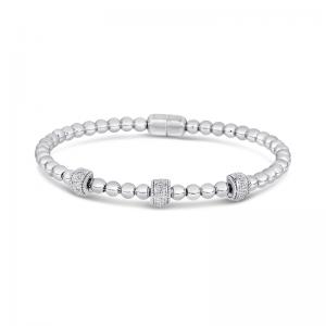 Sterling Silver and Steel Bracelet with Diamonds