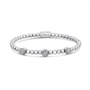 Sterling Silver and Steel Bracelet with Diamonds