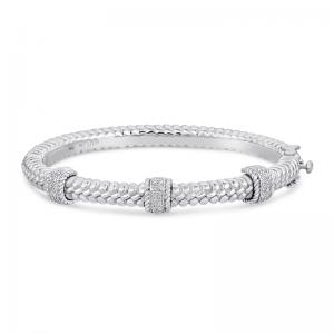 Sterling Silver and Steel Bracelet with Diamonds