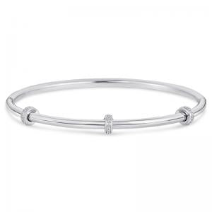 Sterling Silver and Steel Bracelet with Diamonds