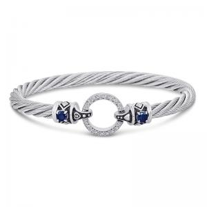 Sterling Silver and Steel Bracelet with Sapphires and Diamonds