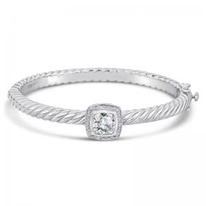 Sterling Silver and Steel Bracelet with White Topaz and Diamonds