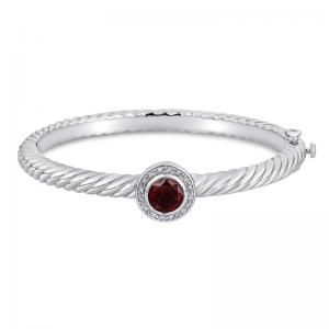 Sterling Silver and Steel Bracelet with Garnet and Diamonds