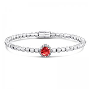 Sterling Silver and Steel Bracelet with Garnet and Diamonds