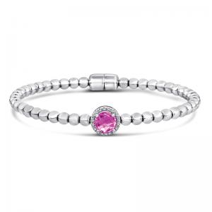 Sterling Silver and Steel wth Pink Quartz and Diamonds