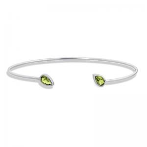 Sterling Silver Cuff Bangle Bracelet with Peridot
