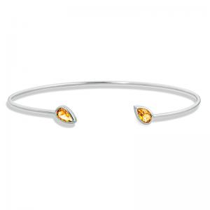 Sterling Silver Cuff Bangle Bracelet with Citrine
