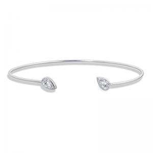 Sterling Silver Cuff Bangle Bracelt with White Topaz