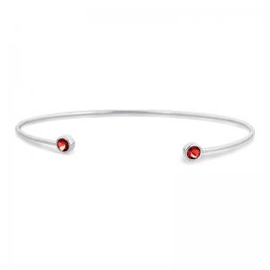 Sterling Silver Cuff Bangle Bracelet with Garnet