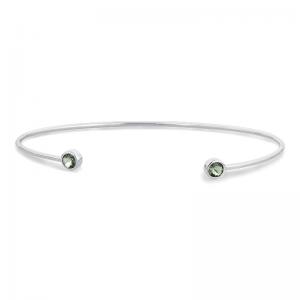 Sterling Silver Cuff Bangle Bracelet with Green Amethyst