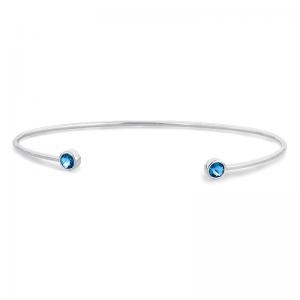 Sterling Silver Cuff Bangle Bracelet with Blue Topaz