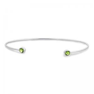 Sterling Silver Cuff Bangle Bracelet with Peridot