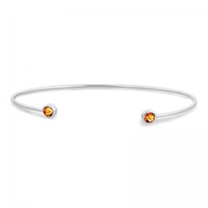 Sterling Silver Cuff Bangle Bracelet with Citrine