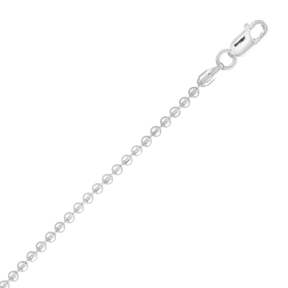Sterling Silver 2.2mm Bead Chain - Silver Plated