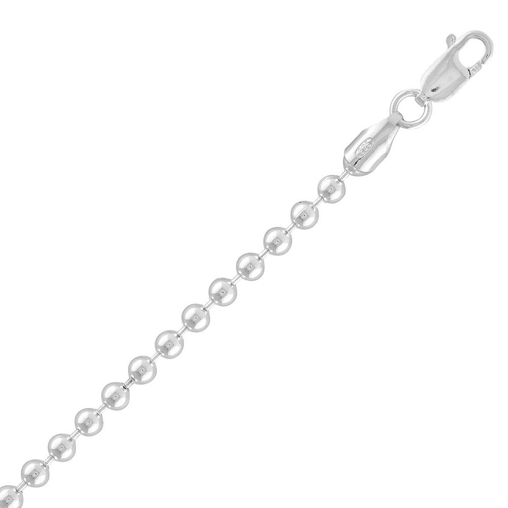 Sterling Silver 4MM Solid Bead Chain - Silver Plated