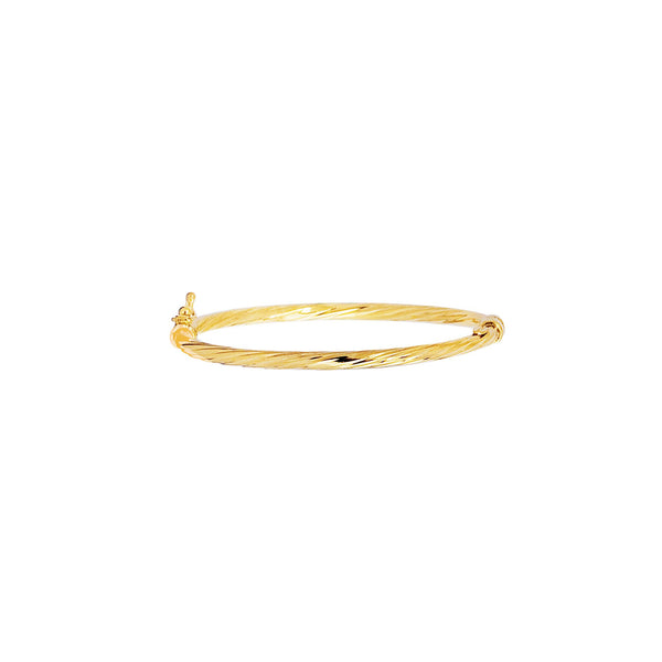 14kt Yellow Gold 5.50 inches Shiny Round Tube Twisted Bangle with Clasp