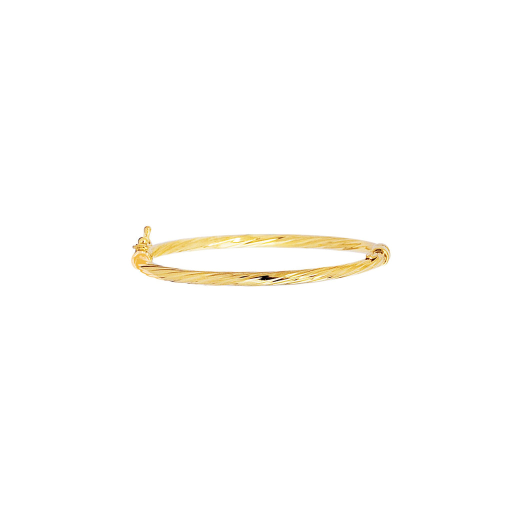 14kt Yellow Gold 5.50 inches Shiny Round Tube Twisted Bangle with Clasp