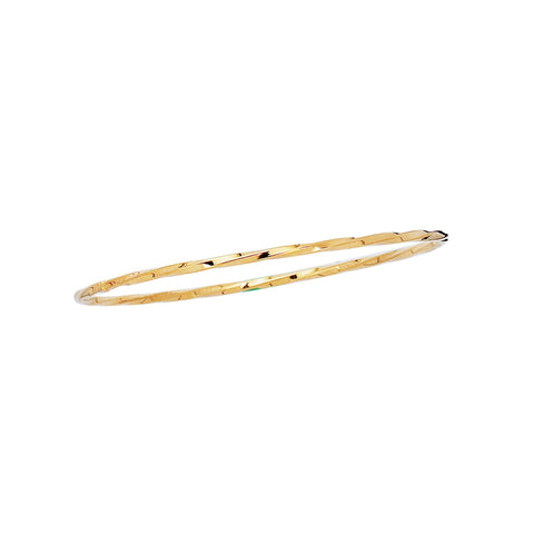 14kt 8 inches Yellow Gold 2.50mm Shiny Twisted Round Tube Stackable Bangle