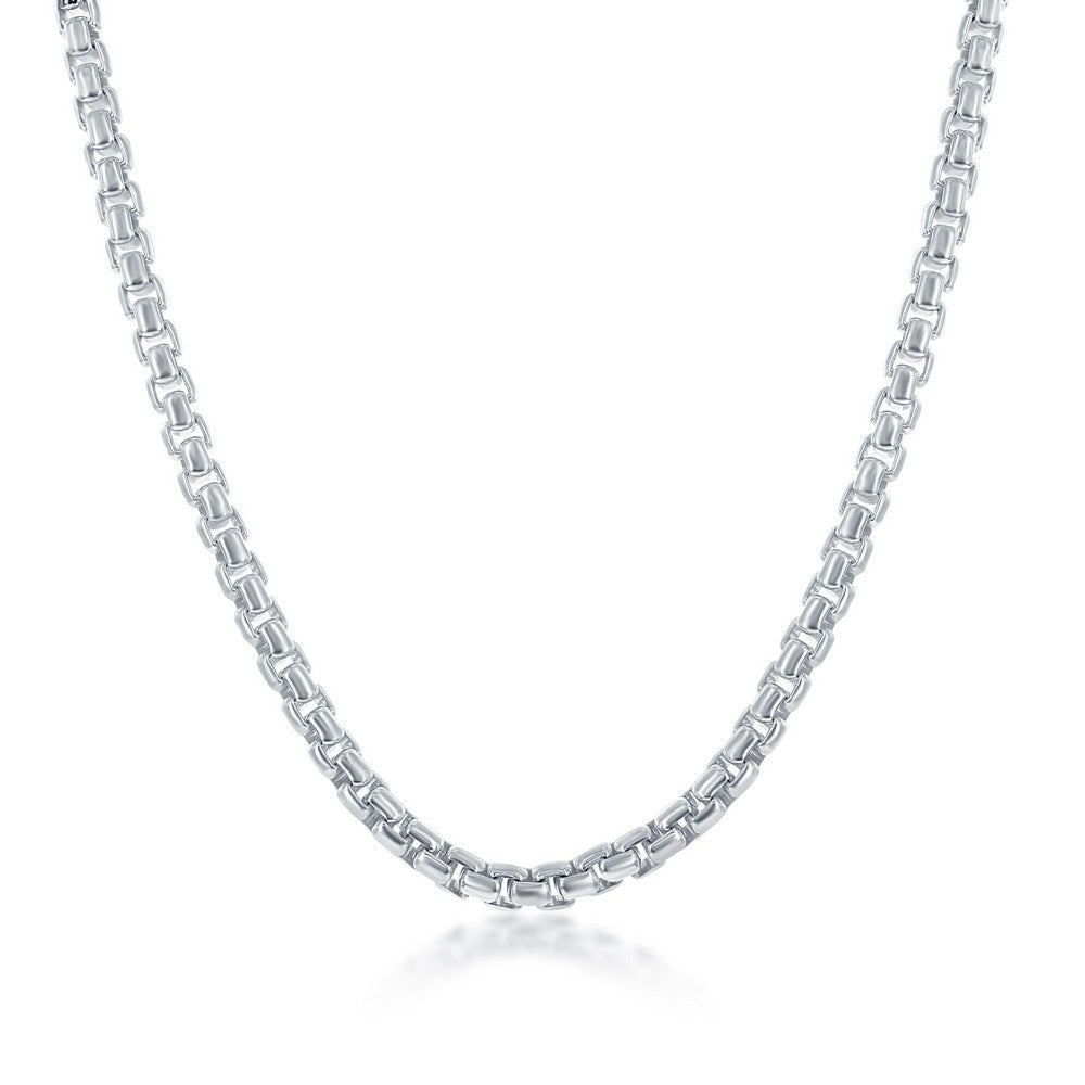 Sterling Silver 4mm Round Box Chain - Silver Plated