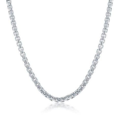 Sterling Silver 4mm Round Box Chain - Silver Plated