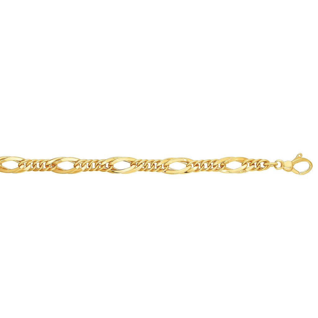 14kt Gold 7.5 inches Yellow Finish 7mm Shiny Oval Bracelet with Lobster Clasp