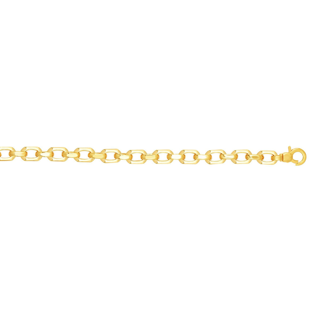 14kt Gold 7.5 inches Yellow Finish 6.8mm Shiny Oval Fancy Link Bracelet with Lobster Clasp