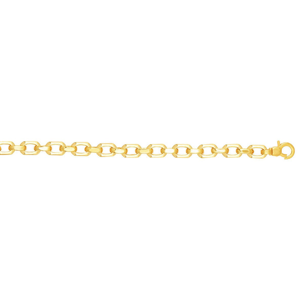 14kt Gold 7.5 inches Yellow Finish 6.8mm Shiny Oval Fancy Link Bracelet with Lobster Clasp