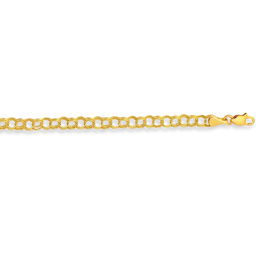 14kt 7.25 inches Yellow Gold Diamond Cut Lite Charm Bracelet with Lobster Clasp