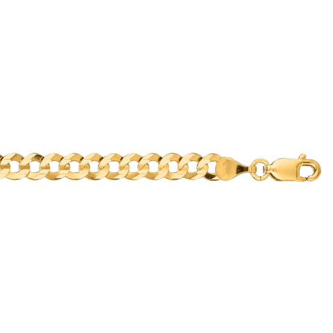 14kt 8.5 inches Yellow Gold 4.7mm Diamond Cut Comfort Curb Chain with Lobster Clasp
