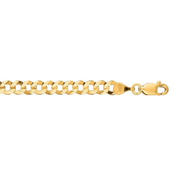 14kt 8.5 inches Yellow Gold 4.7mm Diamond Cut Comfort Curb Chain with Lobster Clasp