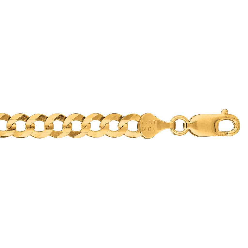 14kt 8.50 inches Yellow Gold 5.7mm Diamond Cut Comfort Curb Chain with Lobster Clasp