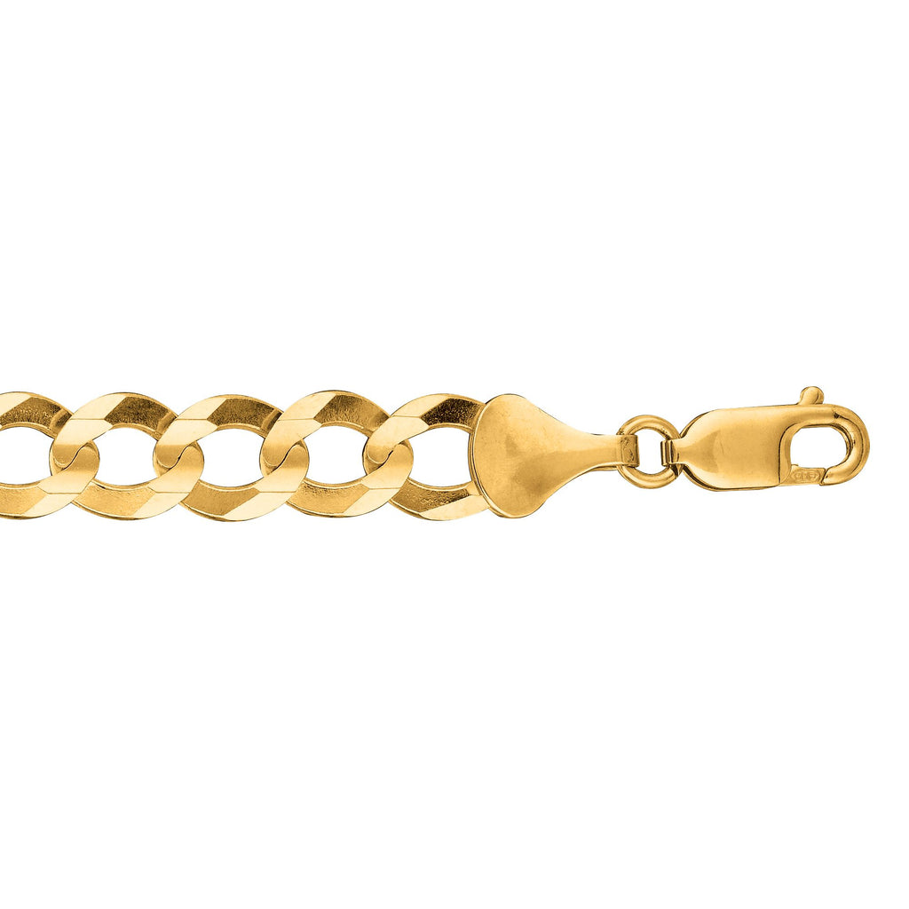14kt 8.50 inches Yellow Gold 8.2mm Diamond Cut Comfort Curb Chain with Lobster Clasp