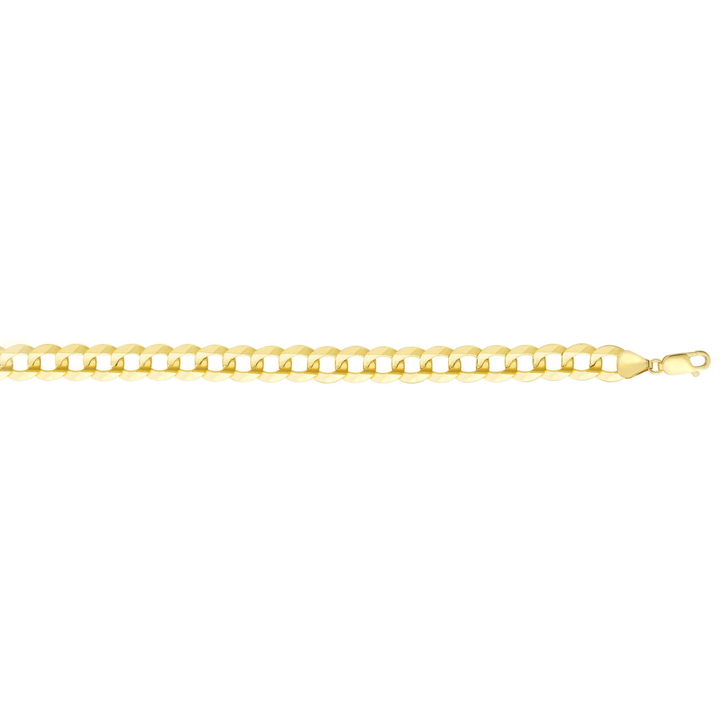 14kt Gold 8.75 inches Yellow Finish 11.23mm Polished Curb Link Comfort Curb Bracelet with Lobster Clasp