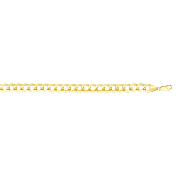 14kt Gold 8.75 inches Yellow Finish 11.23mm Polished Curb Link Comfort Curb Bracelet with Lobster Clasp