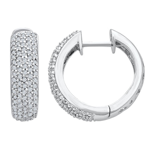 Sterling Silver Hoop Earrings with Diamonds (CALL FOR PRICING AND AVAILABILITY)
