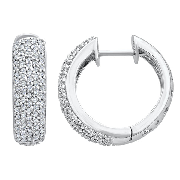 Sterling Silver Hoop Earrings with Diamonds (CALL FOR PRICING AND AVAILABILITY)