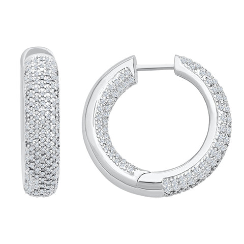 Sterling Silver 'In/Out' Hoop Earrings with Diamonds (CALL FOR PRICING AND AVAILABILITY)