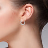 Sterling Silver Hoop Earrings with Diamonds