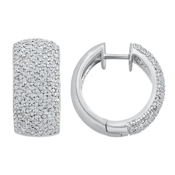 Sterling Silver Hoop Earrings with Diamonds (CALL FOR PRICING AND AVAILABILITY)