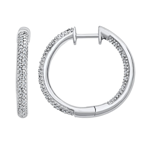 Sterling Silver 'In/Out' Hoop Earrings with Diamonds (CALL FOR PRICING AND AVAILABILITY)