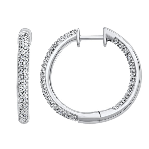 Sterling Silver 'In/Out' Hoop Earrings with Diamonds (CALL FOR PRICING AND AVAILABILITY)